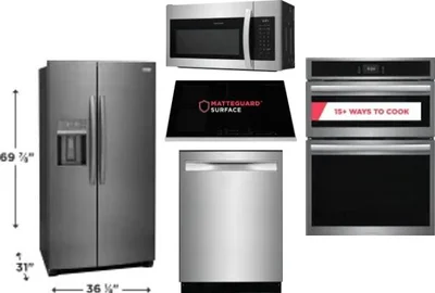 5 Piece Package Includes Refrigerator, Cooktop, Wall Oven, Microwave And Dishwasher