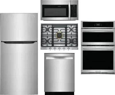 5 Piece Package Includes Refrigerator, Cooktop, Wall Oven, Microwave And Dishwasher