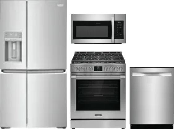 4 Piece Package Includes Refrigerator, Range, Microwave And Dishwasher