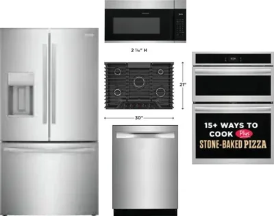 5 Piece Package Includes Refrigerator, Cooktop, Wall Oven, Microwave And Dishwasher