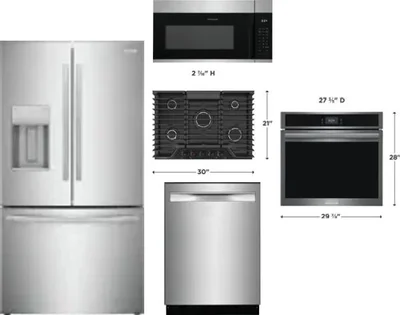 5 Piece Package Includes Refrigerator, Cooktop, Wall Oven, Microwave And Dishwasher