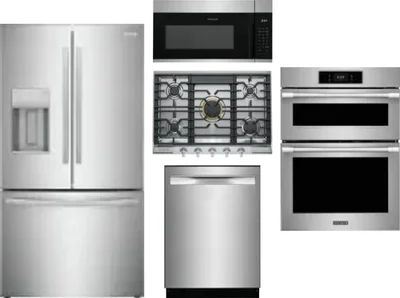 5 Piece Package Includes Refrigerator, Cooktop, Wall Oven, Microwave And Dishwasher