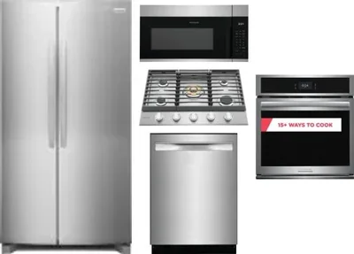 5 Piece Package Includes Refrigerator, Cooktop, Wall Oven, Microwave And Dishwasher