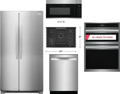 5 Piece Package Includes Refrigerator, Cooktop, Wall Oven, Microwave And Dishwasher
