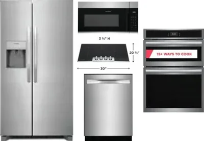 5 Piece Package Includes Refrigerator, Cooktop, Wall Oven, Microwave And Dishwasher