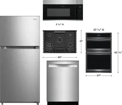 5 Piece Package Includes Refrigerator, Cooktop, Wall Oven, Microwave And Dishwasher
