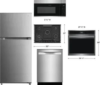 5 Piece Package Includes Refrigerator, Cooktop, Wall Oven, Microwave And Dishwasher