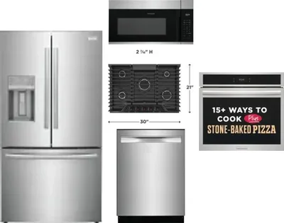 5 Piece Package Includes Refrigerator, Cooktop, Wall Oven, Microwave And Dishwasher
