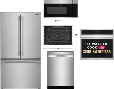 5 Piece Package Includes Refrigerator, Cooktop, Wall Oven, Microwave And Dishwasher