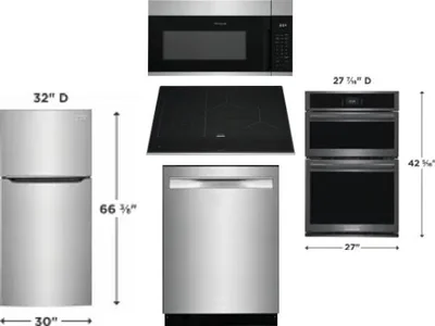 5 Piece Package Includes Refrigerator, Cooktop, Wall Oven, Microwave And Dishwasher