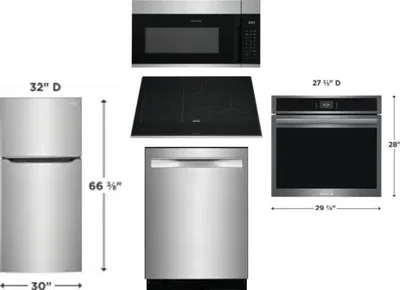 5 Piece Package Includes Refrigerator, Cooktop, Wall Oven, Microwave And Dishwasher