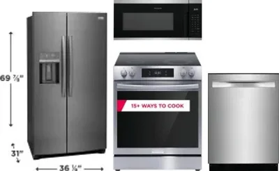 4 Piece Package Includes Refrigerator, Range, Microwave And Dishwasher