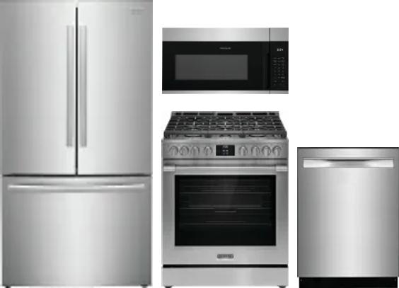 4 Piece Package Includes Refrigerator, Range, Microwave And Dishwasher