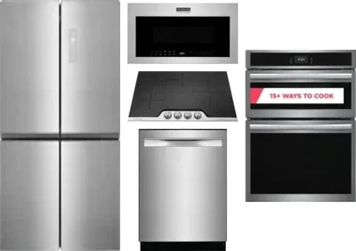 5 Piece Package Includes Refrigerator, Cooktop, Wall Oven, Microwave And Dishwasher
