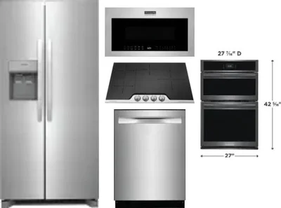 5 Piece Package Includes Refrigerator, Cooktop, Wall Oven, Microwave And Dishwasher