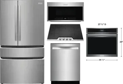 5 Piece Package Includes Refrigerator, Cooktop, Wall Oven, Microwave And Dishwasher