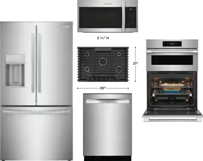 5 Piece Package Includes Refrigerator, Cooktop, Wall Oven, Microwave And Dishwasher