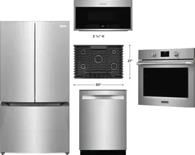 5 Piece Package Includes Refrigerator, Cooktop, Wall Oven, Microwave And Dishwasher