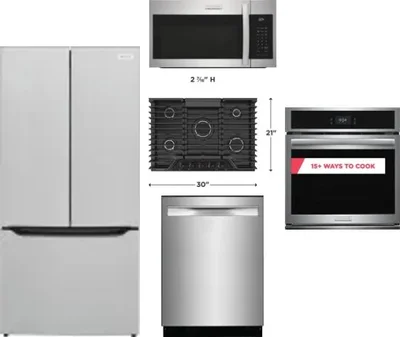 5 Piece Package Includes Refrigerator, Cooktop, Wall Oven, Microwave And Dishwasher