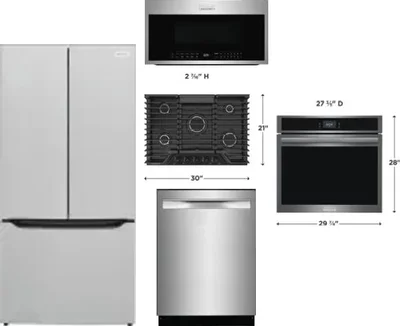 5 Piece Package Includes Refrigerator, Cooktop, Wall Oven, Microwave And Dishwasher