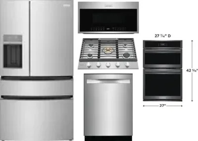 5 Piece Package Includes Refrigerator, Cooktop, Wall Oven, Microwave And Dishwasher