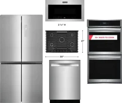 5 Piece Package Includes Refrigerator, Cooktop, Wall Oven, Microwave And Dishwasher