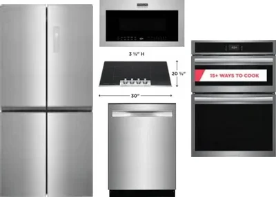 5 Piece Package Includes Refrigerator, Cooktop, Wall Oven, Microwave And Dishwasher