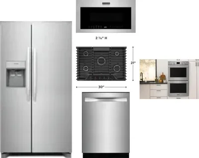 5 Piece Package Includes Refrigerator, Cooktop, Wall Oven, Microwave And Dishwasher