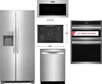 5 Piece Package Includes Refrigerator, Cooktop, Wall Oven, Microwave And Dishwasher