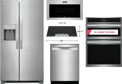 5 Piece Package Includes Refrigerator, Cooktop, Wall Oven, Microwave And Dishwasher