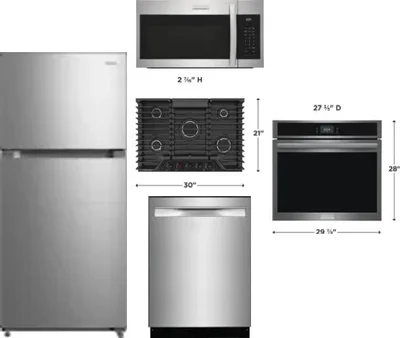 5 Piece Package Includes Refrigerator, Cooktop, Wall Oven, Microwave And Dishwasher