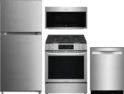 4 Piece Package Includes Refrigerator, Range, Microwave And Dishwasher