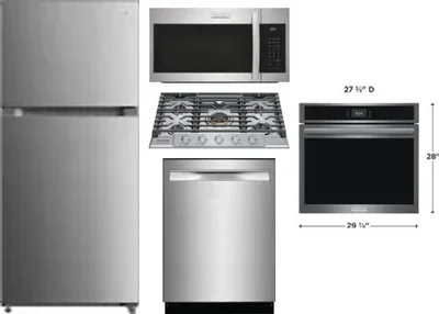 5 Piece Package Includes Refrigerator, Cooktop, Wall Oven, Microwave And Dishwasher