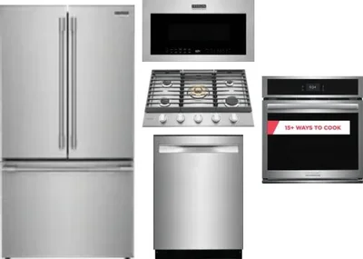5 Piece Package Includes Refrigerator, Cooktop, Wall Oven, Microwave And Dishwasher