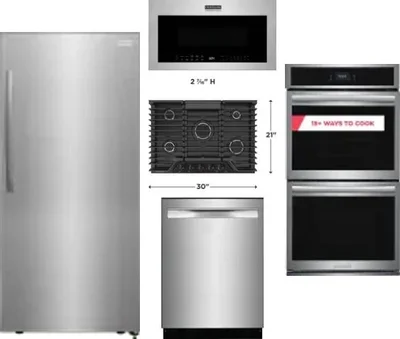 5 Piece Package Includes Refrigerator, Cooktop, Wall Oven, Microwave And Dishwasher
