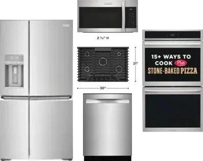 5 Piece Package Includes Refrigerator, Cooktop, Wall Oven, Microwave And Dishwasher