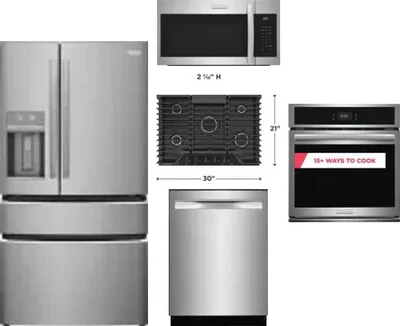 5 Piece Package Includes Refrigerator, Cooktop, Wall Oven, Microwave And Dishwasher