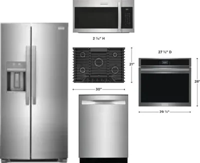 5 Piece Package Includes Refrigerator, Cooktop, Wall Oven, Microwave And Dishwasher