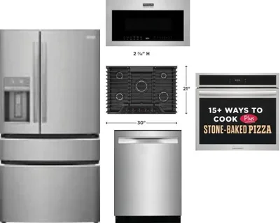 5 Piece Package Includes Refrigerator, Cooktop, Wall Oven, Microwave And Dishwasher