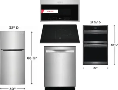 5 Piece Package Includes Refrigerator, Cooktop, Wall Oven, Microwave And Dishwasher