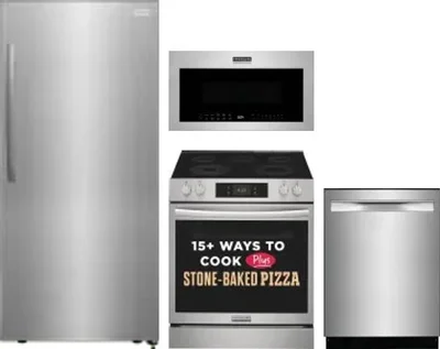 4 Piece Package Includes Refrigerator, Range, Microwave And Dishwasher