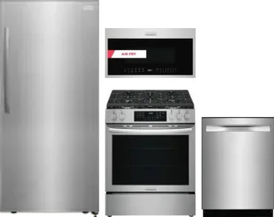 4 Piece Package Includes Refrigerator, Range, Microwave And Dishwasher