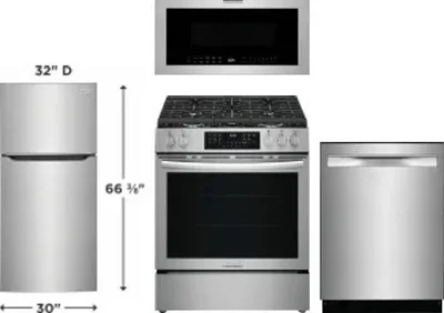 4 Piece Package Includes Refrigerator, Range, Microwave And Dishwasher