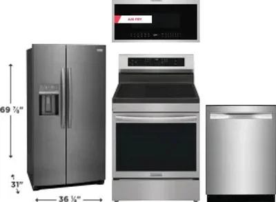 4 Piece Package Includes Refrigerator, Range, Microwave And Dishwasher