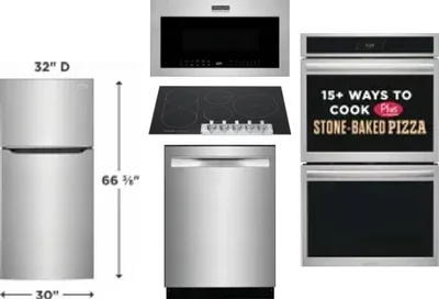 5 Piece Package Includes Refrigerator, Cooktop, Wall Oven, Microwave And Dishwasher