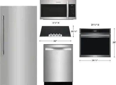 5 Piece Package Includes Refrigerator, Cooktop, Wall Oven, Microwave And Dishwasher