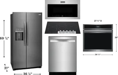 5 Piece Package Includes Refrigerator, Cooktop, Wall Oven, Microwave And Dishwasher