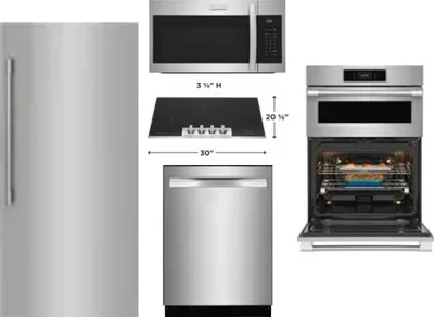 5 Piece Package Includes Refrigerator, Cooktop, Wall Oven, Microwave And Dishwasher