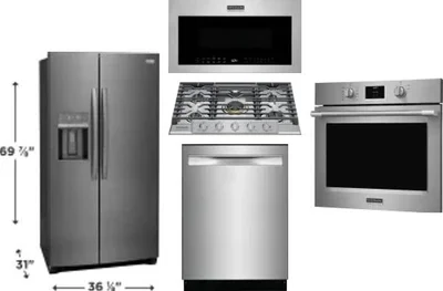 5 Piece Package Includes Refrigerator, Cooktop, Wall Oven, Microwave And Dishwasher