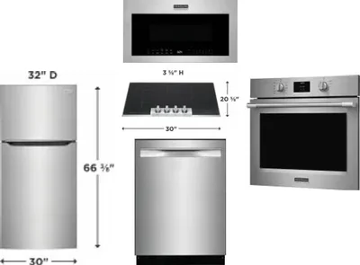 5 Piece Package Includes Refrigerator, Cooktop, Wall Oven, Microwave And Dishwasher